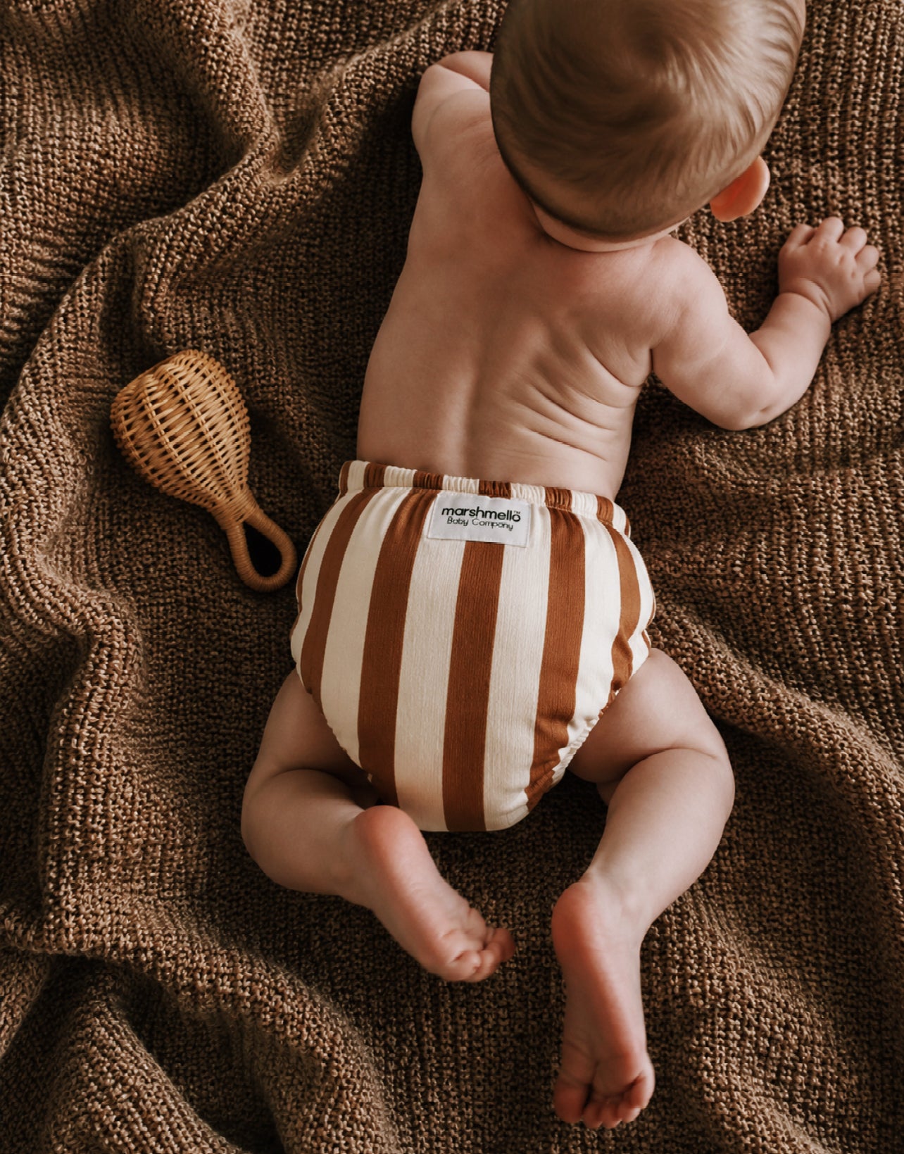 Marshmello PRINT Diaper- BROWN STRIPES