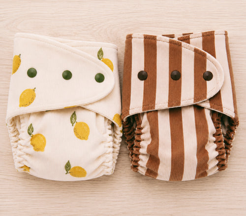 Marshmello PRINT Diaper- BROWN STRIPES